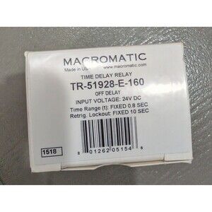 Macromatic Time Delay Relay TR-51928-E-160 24V DC Off Delay 0.8 Sec Timer NOB